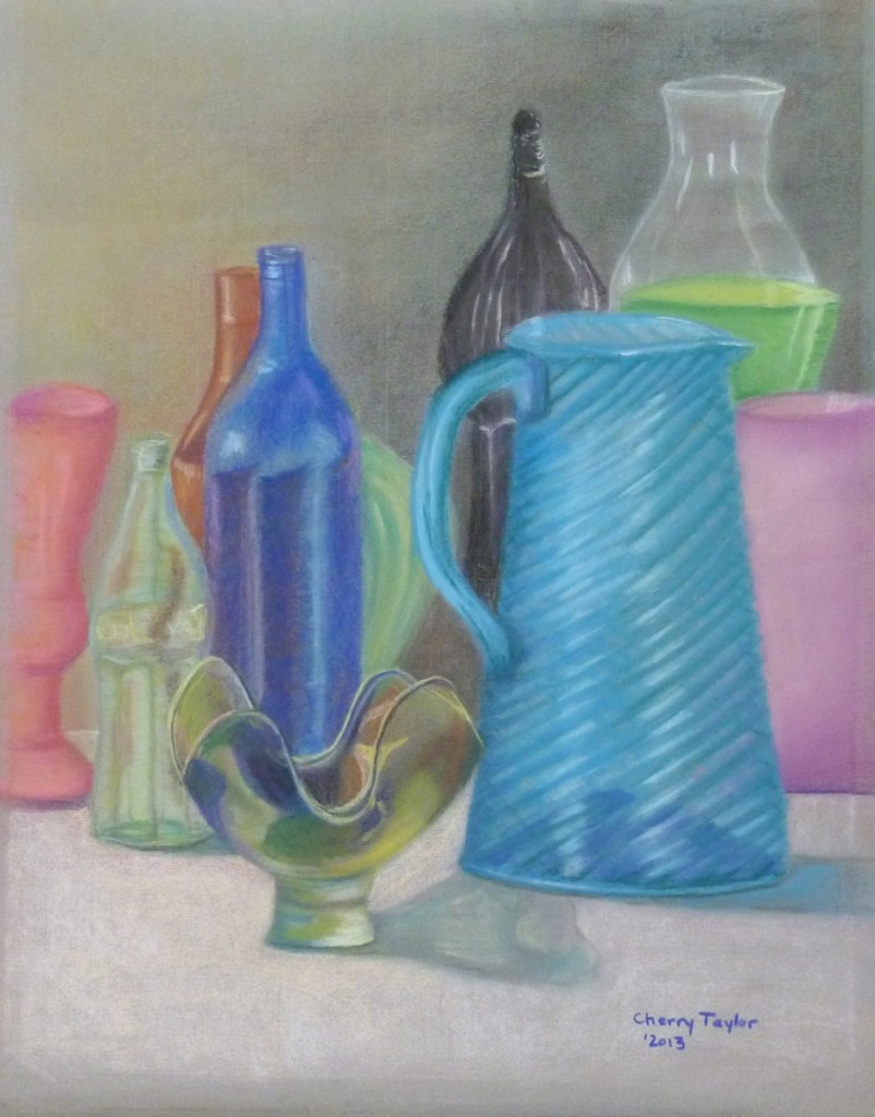 Bottles #1, Conte Crayon, 24" x 18"