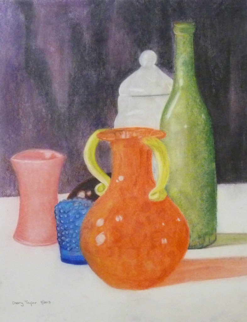 Bottles #4, Conte Crayon, 24" x 18"